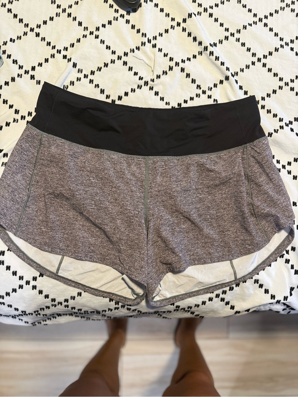 lululemon athletica Heather Gray Speed Ups Shorts with Black Waistband